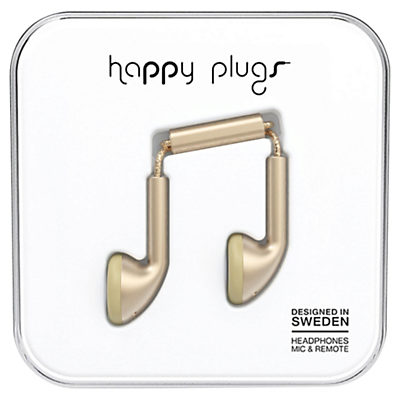 Happy Plugs Earbud Headphones with Mic/Remote Champagne
